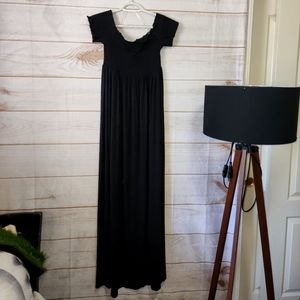 BLACK MATERNITY MAXI EXTRA LONG DRESS
